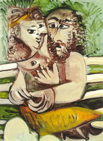 Pablo Picasso. Couple sitting on a bench