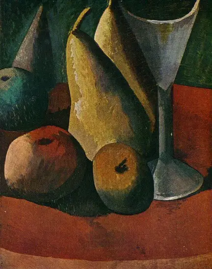 Pablo Picasso. Glass and fruits, 1908