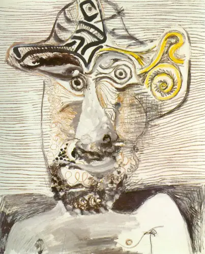 Pablo Picasso. Man's bust with a hat, 1972