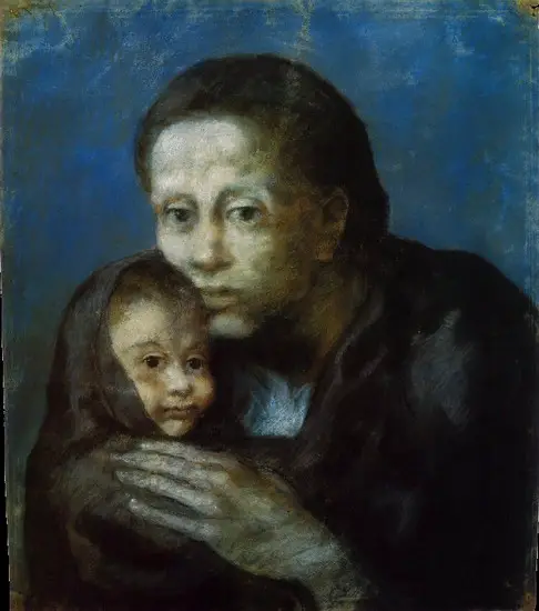 Pablo Picasso. Mother and child in kerchief, 1903