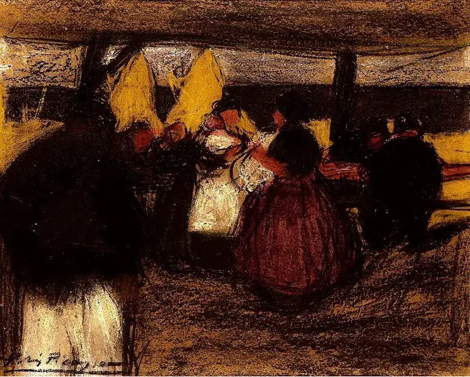 Pablo Picasso. Lunch at l`extérieur, 1900