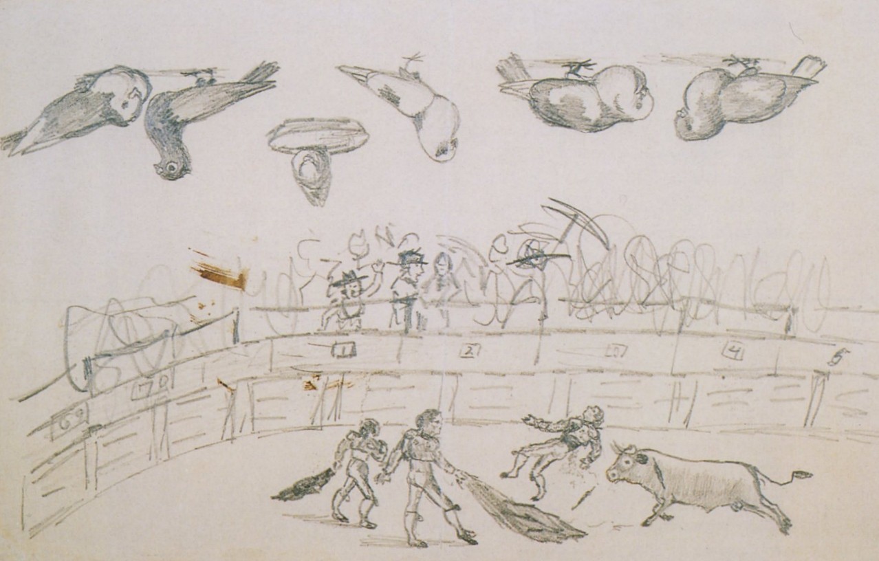 Pablo Picasso. Bullfight and Pigeons, 1890