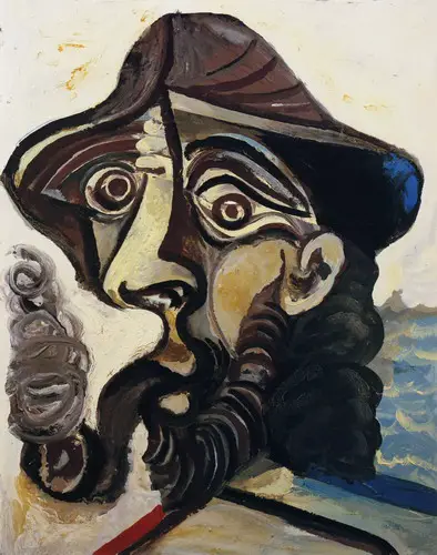 Pablo Picasso. Head man smoking a pipe (for Jacqueline), 1971