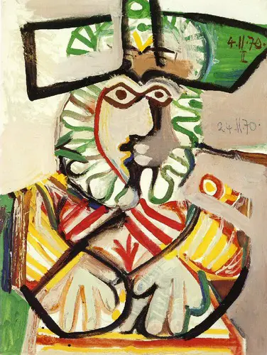 Pablo Picasso. Bust of man with a hat, 1970