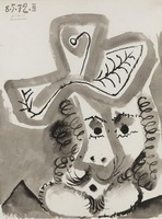 Pablo Picasso. Man head hat II, 1972