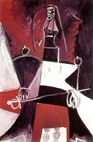 Pablo Picasso. Man sitting sword