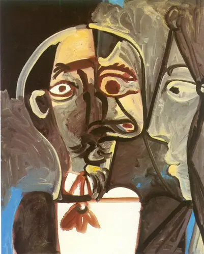 Pablo Picasso. Bust of man and woman face profile, 1971