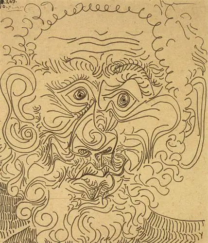 Pablo Picasso. Man head (front), 1969