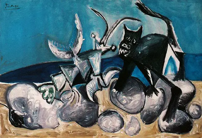 Pablo Picasso. Cat and lobster on the beach, 1965