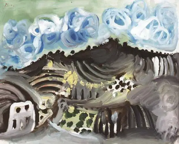 Pablo Picasso. Landscape seen from my workshop of l`artiste, 1967
