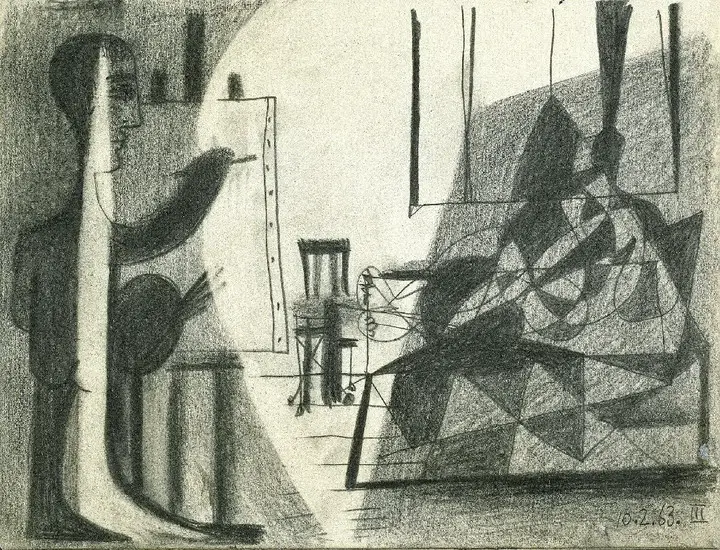 Pablo Picasso. The Studio - The Artist and His Model III, 1963