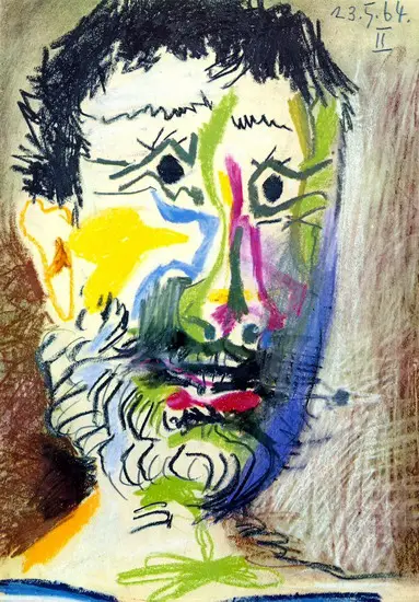 Pablo Picasso. Head of a bearded man with cigarette II, 1964