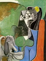 Pablo Picasso. Jacqueline sat with Kabul, 1962