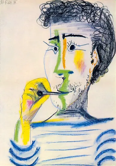 Pablo Picasso. Head of a bearded man with cigarettes III, 1964