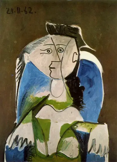 Pablo Picasso. Woman sitting in a blue armchair, 1962