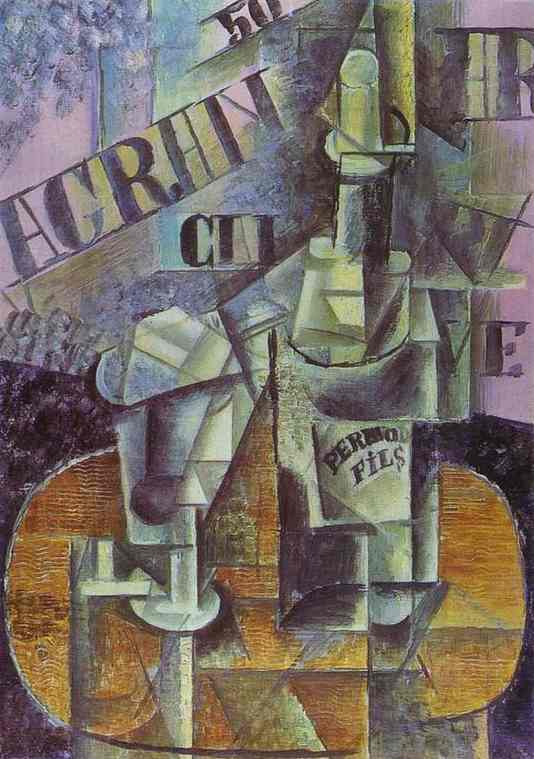 Pablo Picasso. Bottle of Pernod (Table in a Cafe), 1912